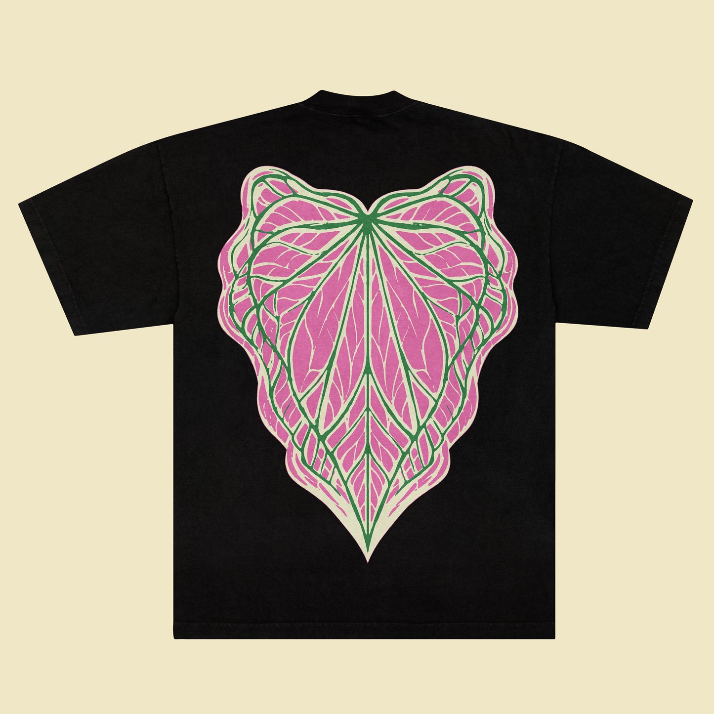 Caladium 'Thai Beauty' - Black Unisex T-Shirt