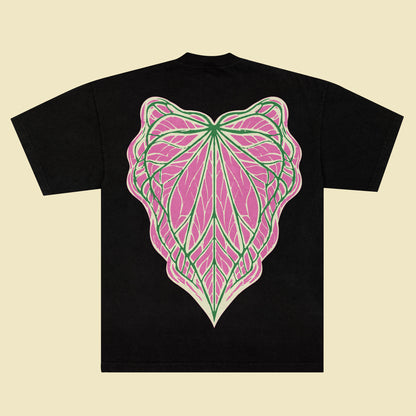 Caladium 'Thai Beauty' - Black Unisex T-Shirt