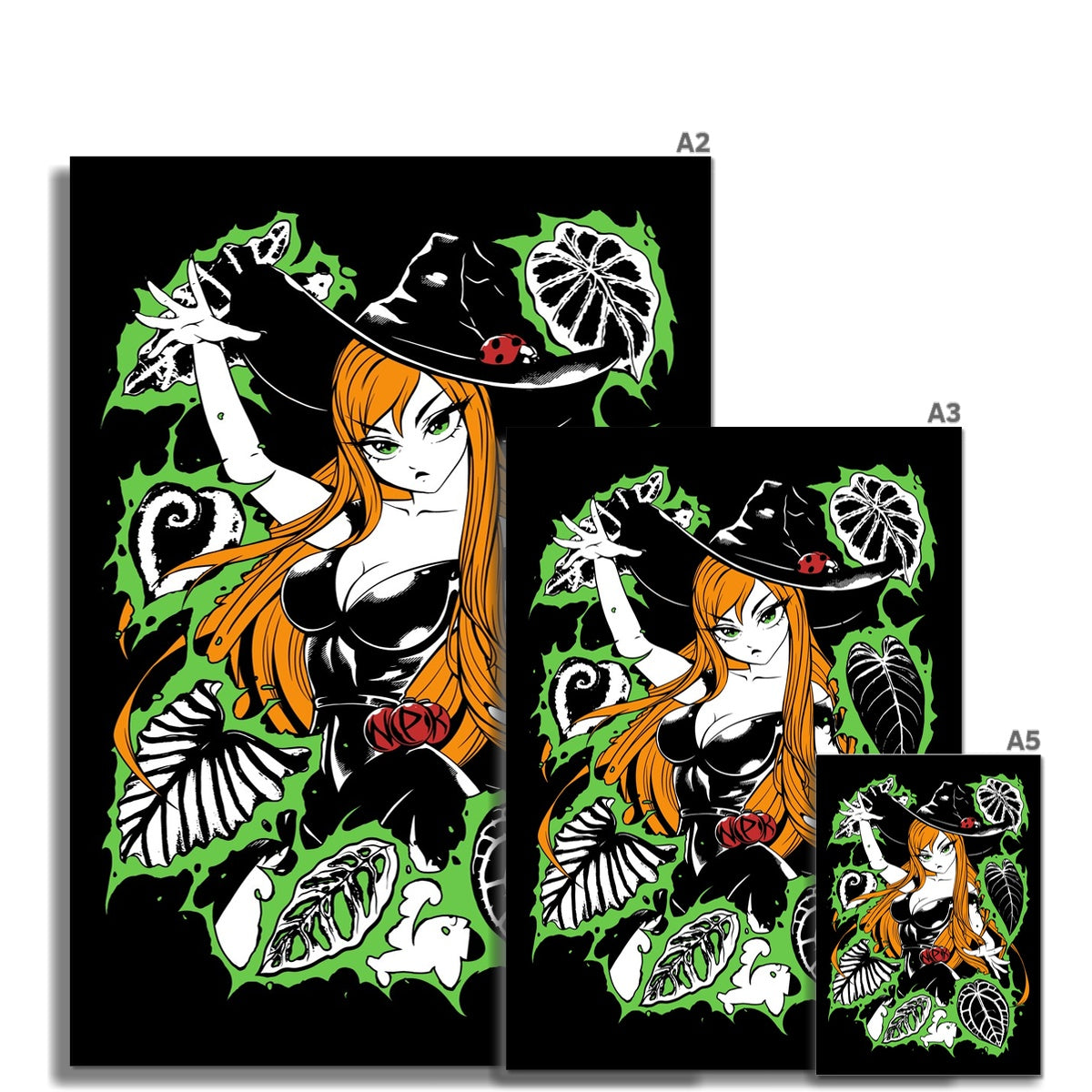 Green Witch - Black Print Fine Art Print