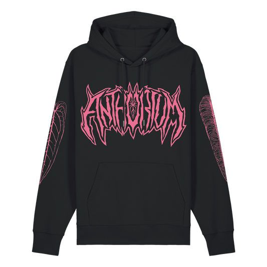 Anthurium Metal Family PINK - Black Hoodie - Tropics' Narcotics