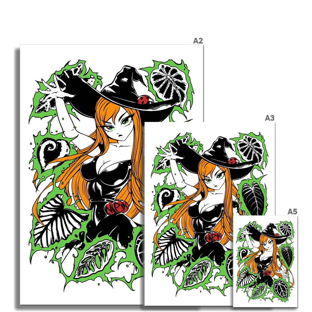 Green Witch - White Print Fine Art Print