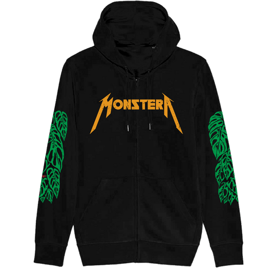 Monstera Metal Friends - Black Unisex ZIP Hoodie - Tropics' Narcotics